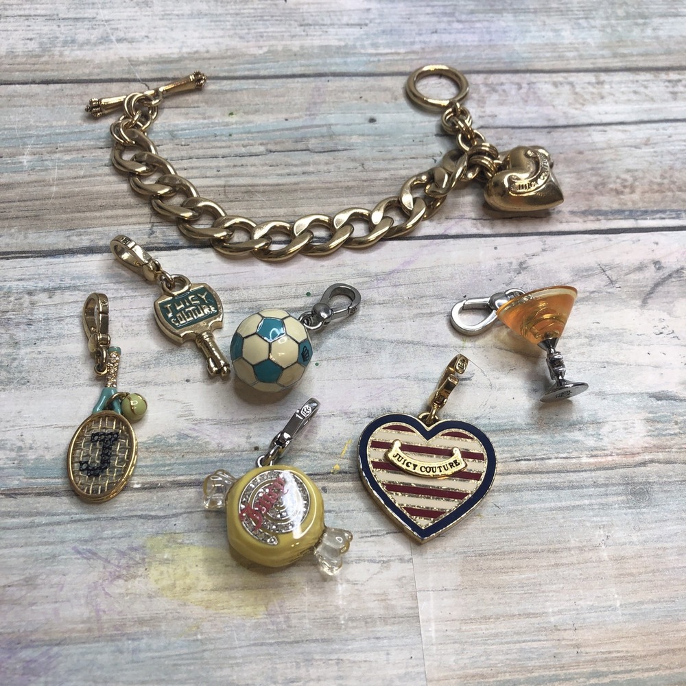 100% Authentic Vintage Juicy Couture Charm‎ Bracelet w/ 6 Charms